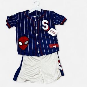 Blue and White Striped Kids Outfit with Spider Patch NWT Size 6